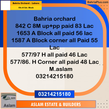 5 Marla Residential Plot for Sale in OLC-A Ext. Block -  Bahria Orchard, Lahore - (BP-315352)