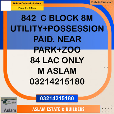 8 Marla Residential Plot for Sale in Phase 2 - C Block -  Bahria Orchard, Lahore - (BP-315357)