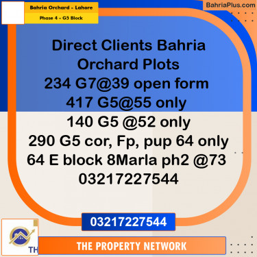 5 Marla Residential Plot for Sale in Phase 4 - G5 Block -  Bahria Orchard, Lahore - (BP-315418)