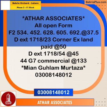 5 Marla Residential Plot for Sale in Phase 2 - F1 Block -  Bahria Orchard, Lahore - (BP-315441)