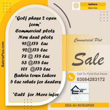 Commercial Plot for Sale in Bahria Town, Lahore - (BP-315560)