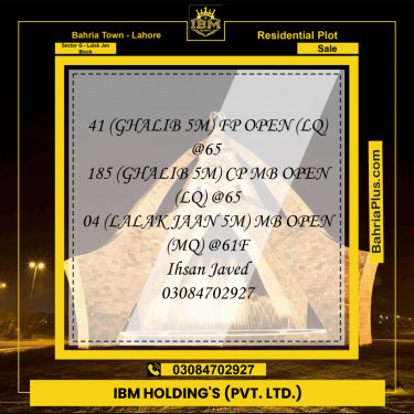 5 Marla Residential Plot for Sale in Sector G - Lalak Jan Block -  Bahria Town, Lahore - (BP-315571)