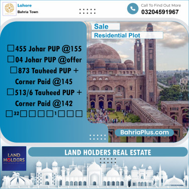 10 Marla Residential Plot for Sale in Bahria Town, Lahore - (BP-315615)