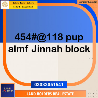 5 Marla Residential Plot for Sale in Sector E - Jinnah Block -  Bahria Town, Lahore - (BP-315642)