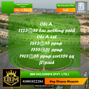 5 Marla Residential Plot for Sale in OLC-A Block -  Bahria Orchard, Lahore - (BP-315734)