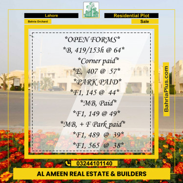 Residential Plot for Sale in Bahria Orchard, Lahore - (BP-315737)