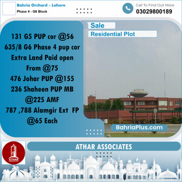 10 Marla Residential Plot for Sale in Phase 4 - G6 Block -  Bahria Orchard, Lahore - (BP-315764)