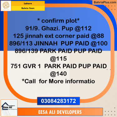 Residential Plot for Sale in Bahria Town, Lahore - (BP-315777)