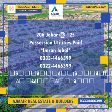 10 Marla Residential Plot for Sale in Sector E - Johar Block -  Bahria Town, Lahore - (BP-315793)