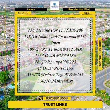 Residential Plot for Sale in Bahria Town, Lahore - (BP-315909)