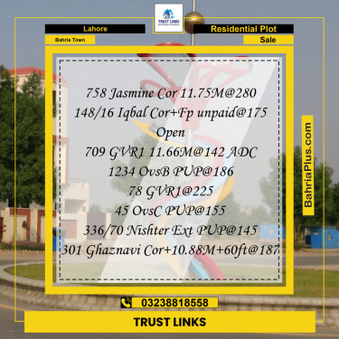 Residential Plot for Sale in Bahria Town, Lahore - (BP-315910)