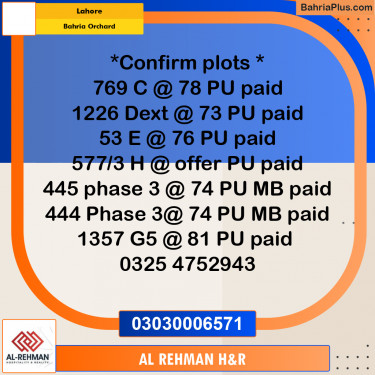 5 Marla Residential Plot for Sale in Bahria Orchard, Lahore - (BP-315982)