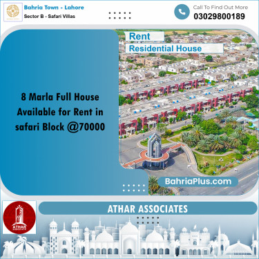 8 Marla Residential House for Rent in Sector B - Safari Villas -  Bahria Town, Lahore - (BP-316071)