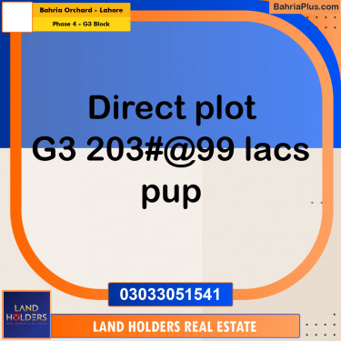10 Marla Residential Plot for Sale in Phase 4 - G3 Block -  Bahria Orchard, Lahore - (BP-316170)