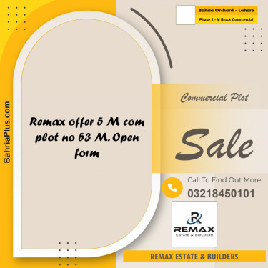 5 Marla Commercial Plot for Sale in Phase 2 - M Block Commercial -  Bahria Orchard, Lahore - (BP-316178)