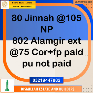 5 Marla Residential Plot for Sale in Sector E - Jinnah Block -  Bahria Town, Lahore - (BP-316242)