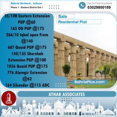 5 Marla Residential Plot for Sale in Phase 1 - Eastern District Ext. I -  Bahria Orchard, Lahore - (BP-316246)
