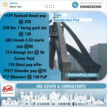 Residential Plot for Sale in Bahria Town, Lahore - (BP-316255)