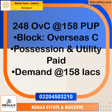 10 Marla Residential Plot for Sale in Overseas C -  Bahria Town, Lahore - (BP-316288)