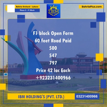 5 Marla Residential Plot for Sale in Phase 2 - F1 Block -  Bahria Orchard, Lahore - (BP-316313)