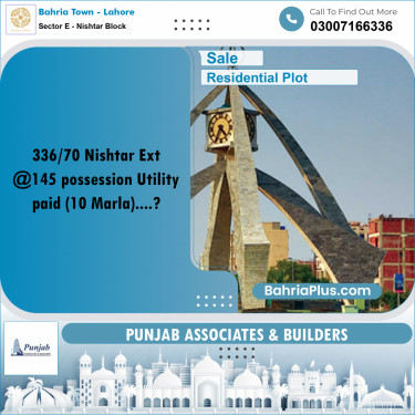 Residential Plot for Sale in Sector E - Nishtar Block -  Bahria Town, Lahore - (BP-316337)