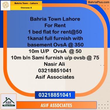 1 Kanal Residential House for Rent in Overseas A -  Bahria Town, Lahore - (BP-316339)