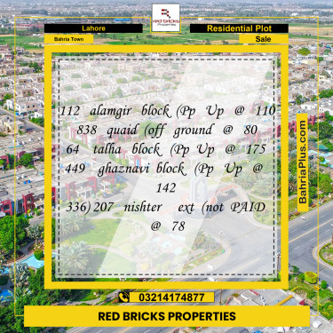 Residential Plot for Sale in Bahria Town, Lahore - (BP-316439)