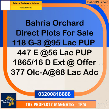 8 Marla Residential Plot for Sale in OLC-A Block -  Bahria Orchard, Lahore - (BP-316441)