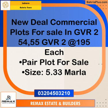 5 Marla Commercial Plot for Sale in Bahria Town, Lahore - (BP-316459)