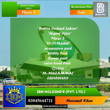 8 Marla Residential Plot for Sale in Phase 3 -  Bahria Orchard, Lahore - (BP-316463)