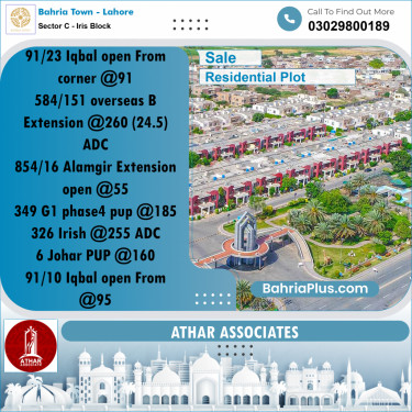 20 Marla Residential Plot for Sale in Sector C - Iris Block -  Bahria Town, Lahore - (BP-316614)