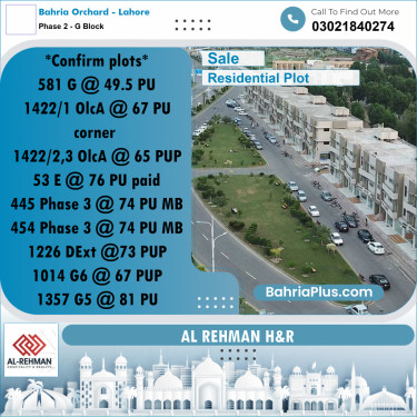 5 Marla Residential Plot for Sale in Phase 2 - G Block -  Bahria Orchard, Lahore - (BP-316640)