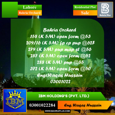 5 Marla Residential Plot for Sale in Bahria Orchard, Lahore - (BP-316679)