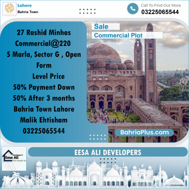 5 Marla Commercial Plot for Sale in Bahria Town, Lahore - (BP-316691)
