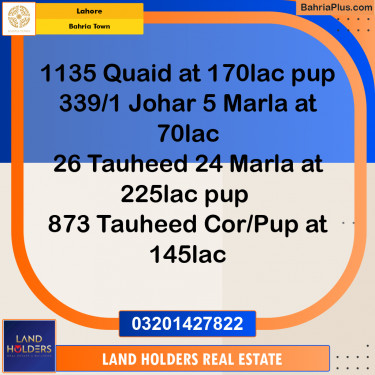 Residential Plot for Sale in Bahria Town, Lahore - (BP-316714)