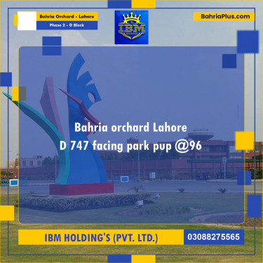 8 Marla Residential Plot for Sale in Phase 2 - D Block -  Bahria Orchard, Lahore - (BP-316720)