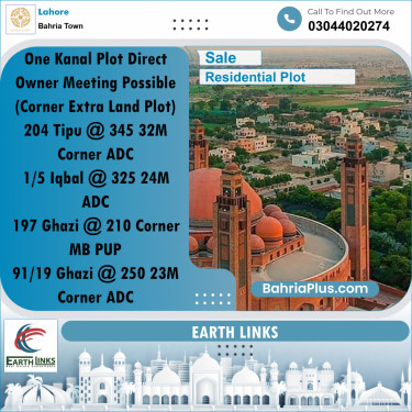 1 Kanal Residential Plot for Sale in Bahria Town, Lahore - (BP-316742)