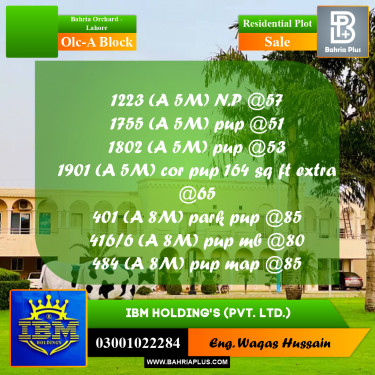 5 Marla Residential Plot for Sale in OLC-A Block -  Bahria Orchard, Lahore - (BP-316786)