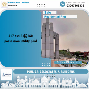 Residential Plot for Sale in Overseas B -  Bahria Town, Lahore - (BP-316822)