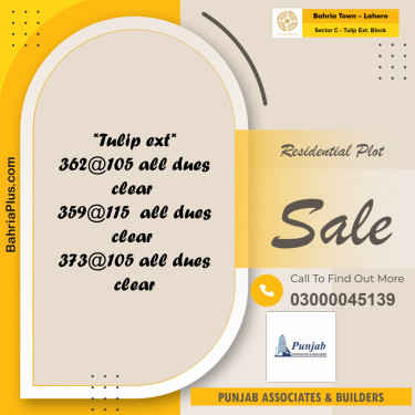5.25 Marla Residential Plot for Sale in Sector C - Tulip Ext. Block -  Bahria Town, Lahore - (BP-316826)