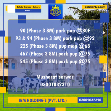 8 Marla Residential Plot for Sale in Phase 3 -  Bahria Orchard, Lahore - (BP-316871)