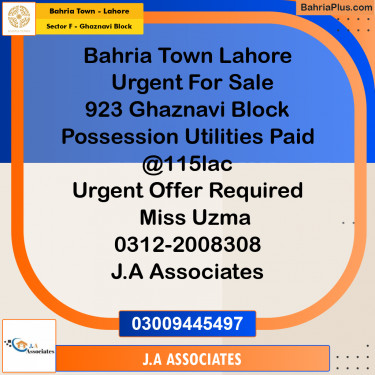 Residential Plot for Sale in Sector F - Ghaznavi Block -  Bahria Town, Lahore - (BP-316935)