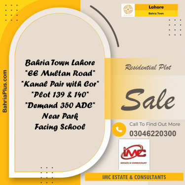 Residential Plot for Sale in Bahria Town, Lahore - (BP-316956)