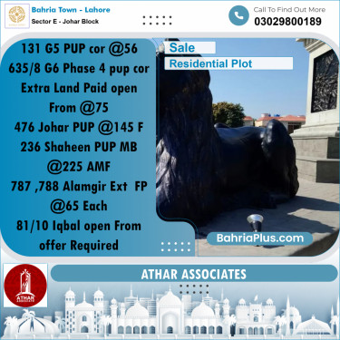10 Marla Residential Plot for Sale in Sector E - Johar Block -  Bahria Town, Lahore - (BP-317000)