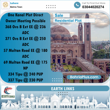 1 Kanal Residential Plot for Sale in Bahria Town, Lahore - (BP-317011)