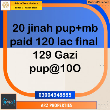 Residential Plot for Sale in Sector E - Jinnah Block -  Bahria Town, Lahore - (BP-317022)