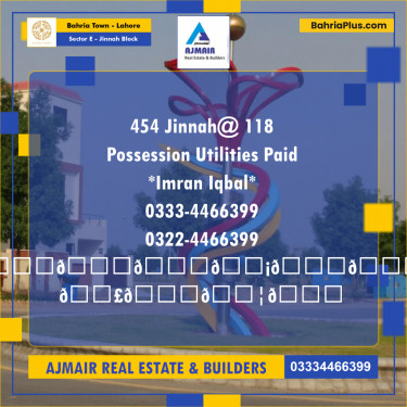5 Marla Residential Plot for Sale in Sector E - Jinnah Block -  Bahria Town, Lahore - (BP-317075)