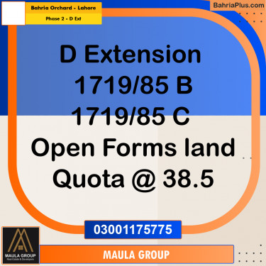 5 Marla Residential Plot for Sale in Phase 2 - D Ext -  Bahria Orchard, Lahore - (BP-317081)