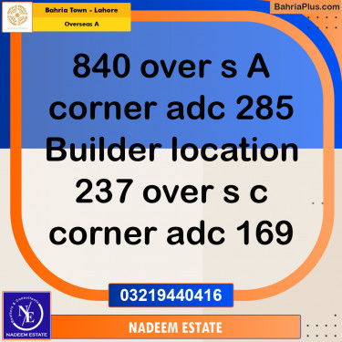 Residential Plot for Sale in Overseas A -  Bahria Town, Lahore - (BP-317084)