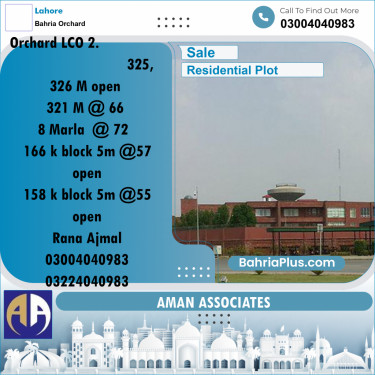 Residential Plot for Sale in Bahria Orchard, Lahore - (BP-317116)